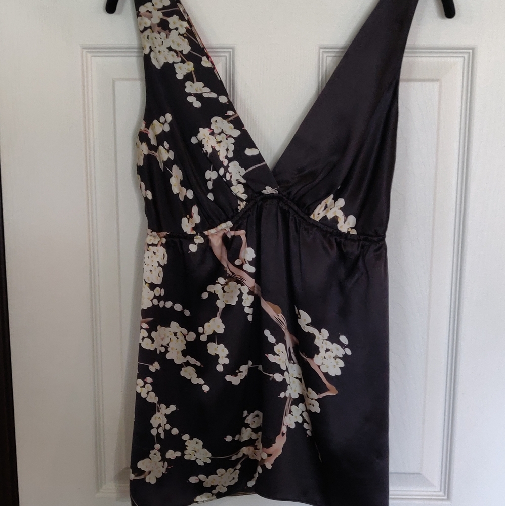 Gala cherry blossom print 100% Silk blouse size S